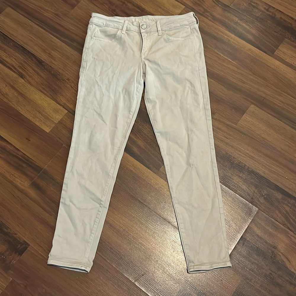 American Eagle Size 12 Regular Khaki Skinny Super Stretch Jeans